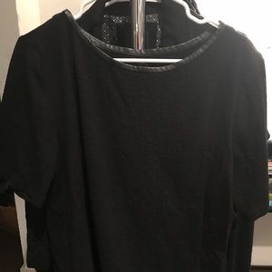 Black knit top with leather collar